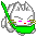 Cat swatting a green leaf thing