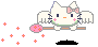Flying kitty with wings on a broom
